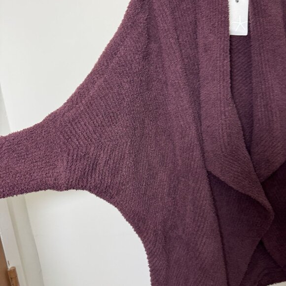 Barefoot Dreams Cozychic Chevron Ribbed Cardigan Size L/XL Deep Garnet New - Picture 3 of 10